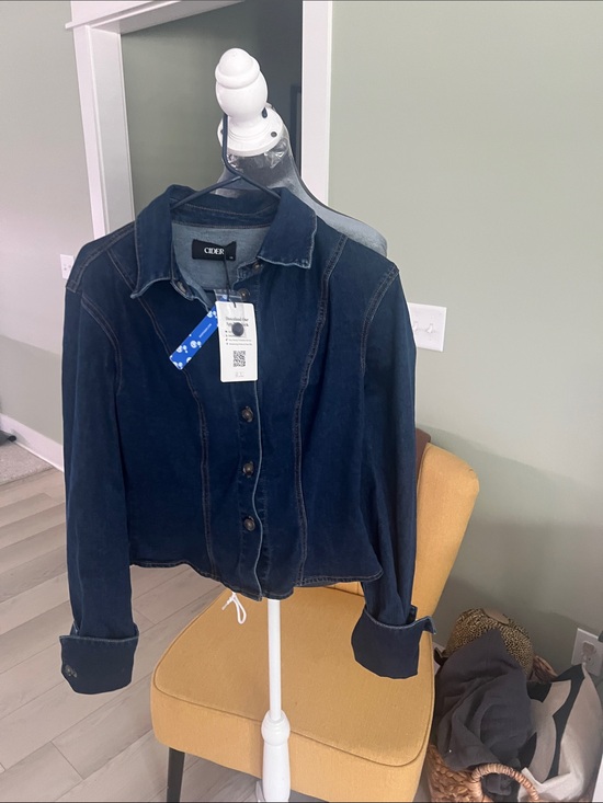 Cider Jackets & Blazers - Cider Dark Navy Denim Jacket oversized